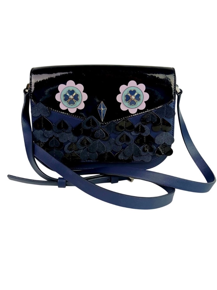 Kate Spade Zibbi Medium Flap Shoulder Bag In The Nightcap Blue Owl Design -Nwt